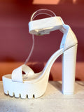 Sandali croco tacco alto bianco