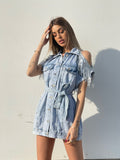 Abito in jeans con frange in paillettes