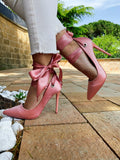 Décolleté Rosa con lacci in raso