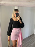 Top con bottoncini nero