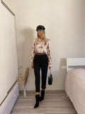 Camicia con stampa animalier beige