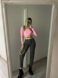 Jeans wide leg grigio