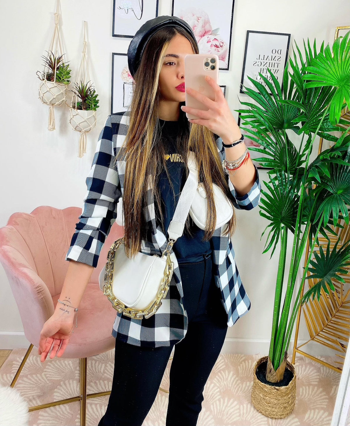 Giacca a quadri Black/white