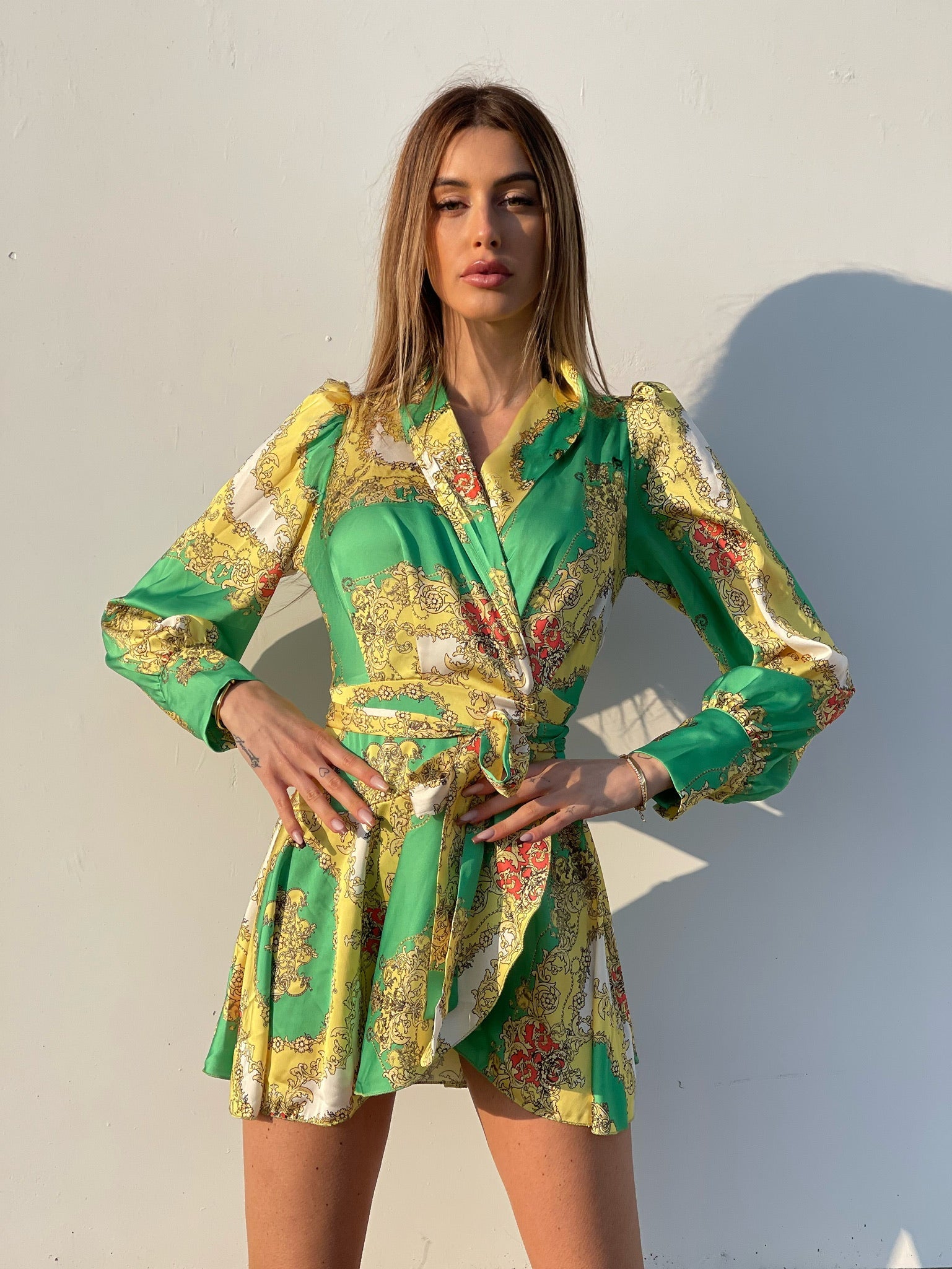 Abito etnico giallo e verde