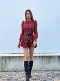 Abito scozzese con balze