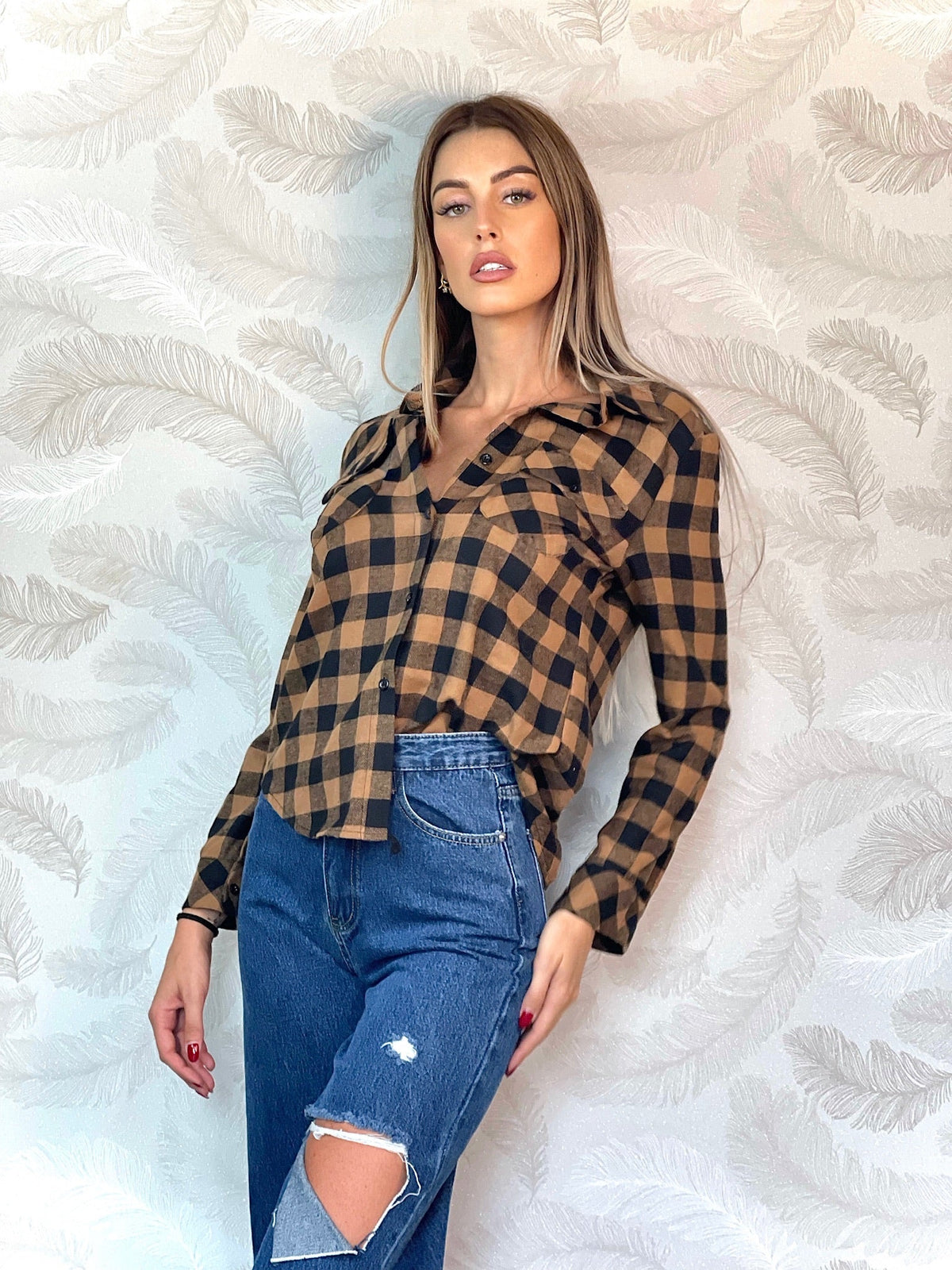 Camicia a quadri Camel black