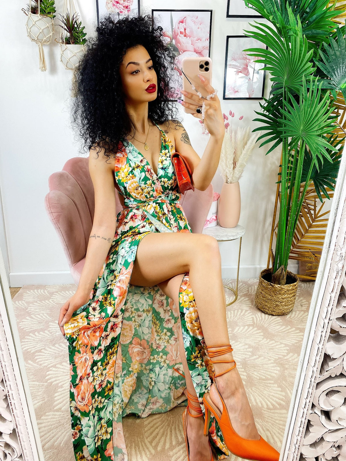 Dress Afrodite fiori arancio