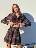 Completo giacca corta e gonna scozzese black