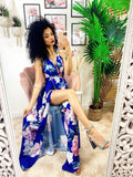 Abito Afrodite con fiori Blu elettrico
