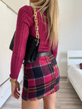 Gonna in tweed Fuxia nero