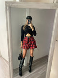 Gonna scozzese a balze con cintura