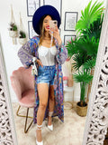 Kimono in seta etnico base lilla