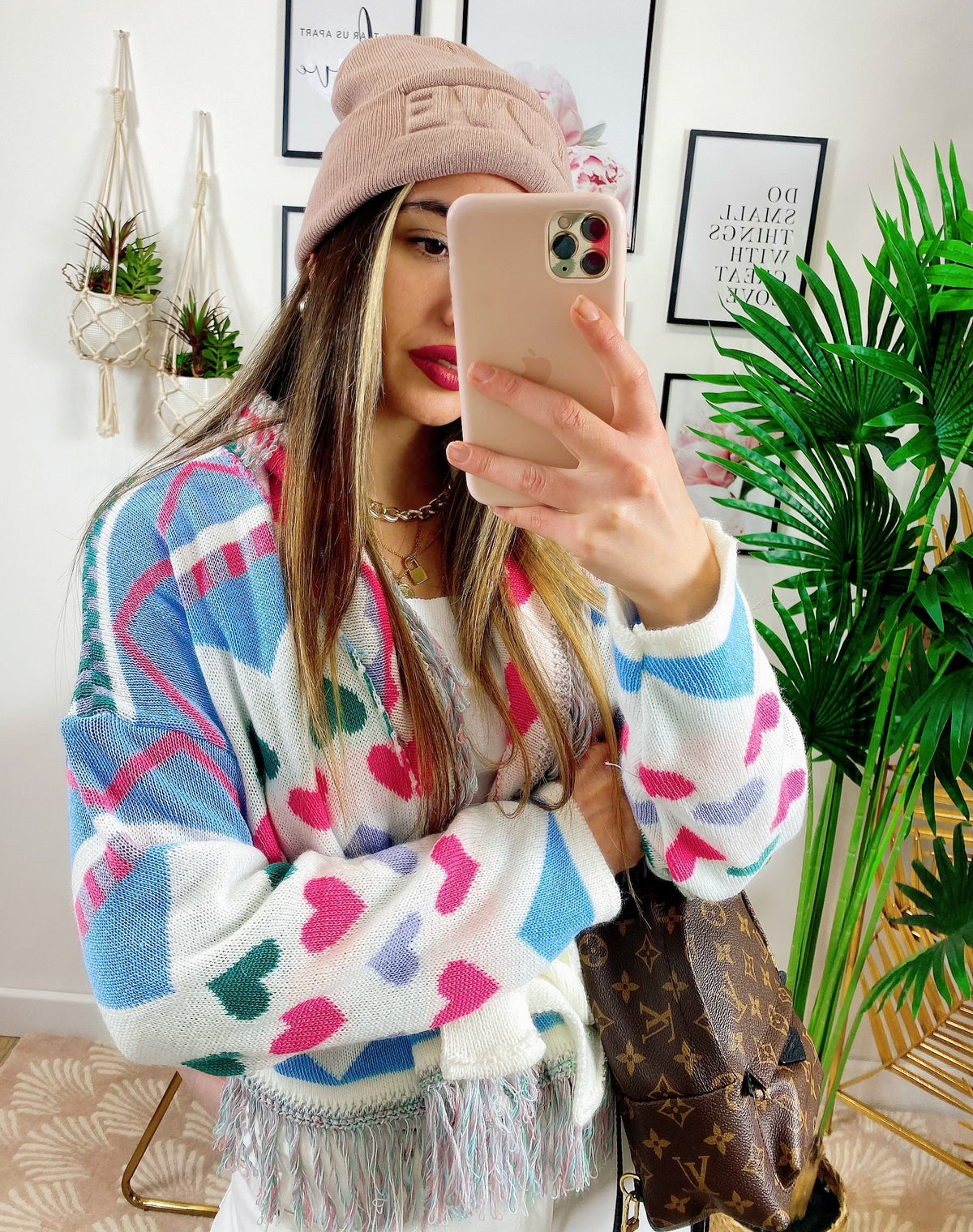 Cardigan corto con cuori