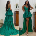 Abito verde con maxi gonna