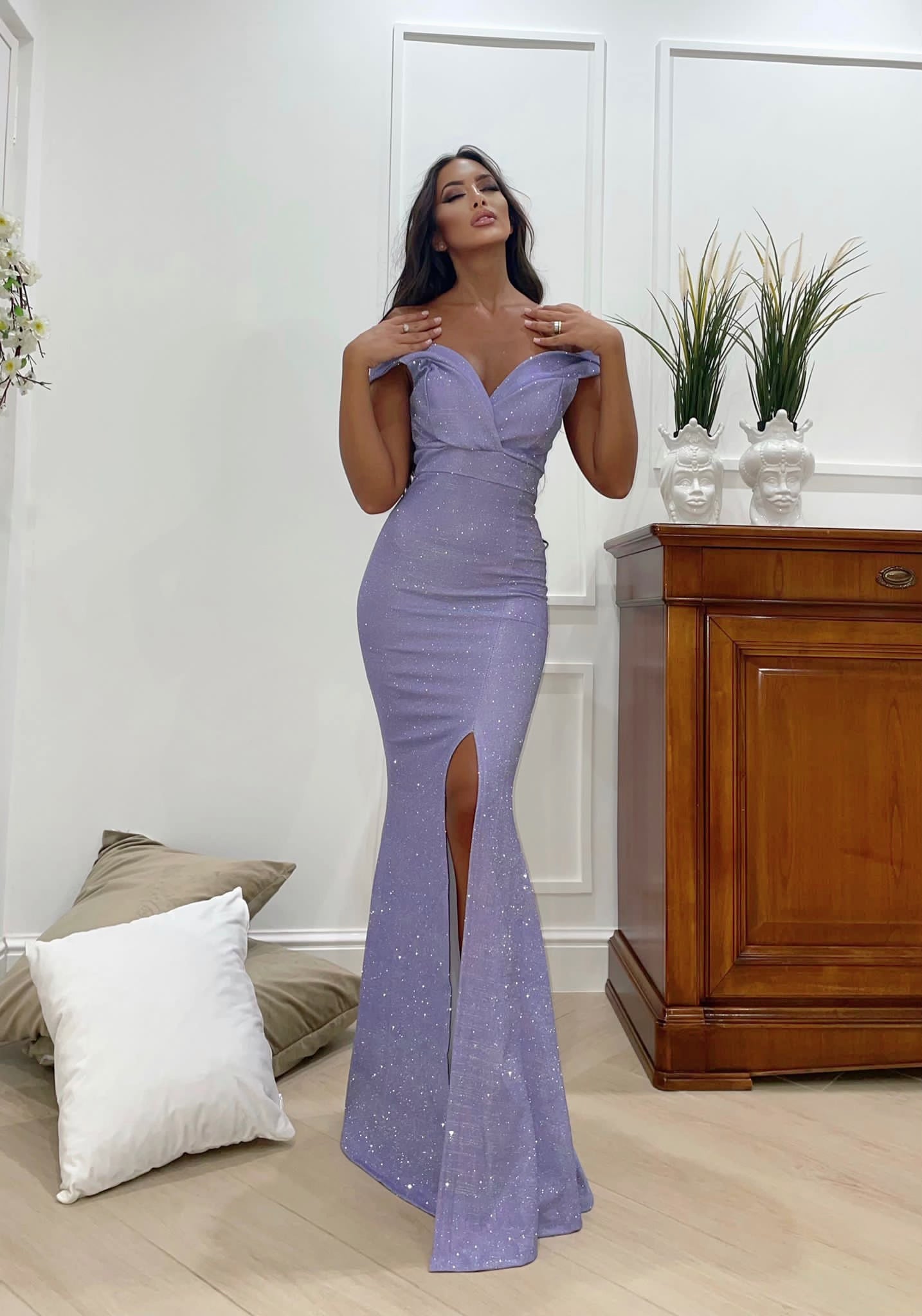 Dress Lungo con spacco per evento lilla