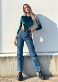 Jeans wide leg con cuori