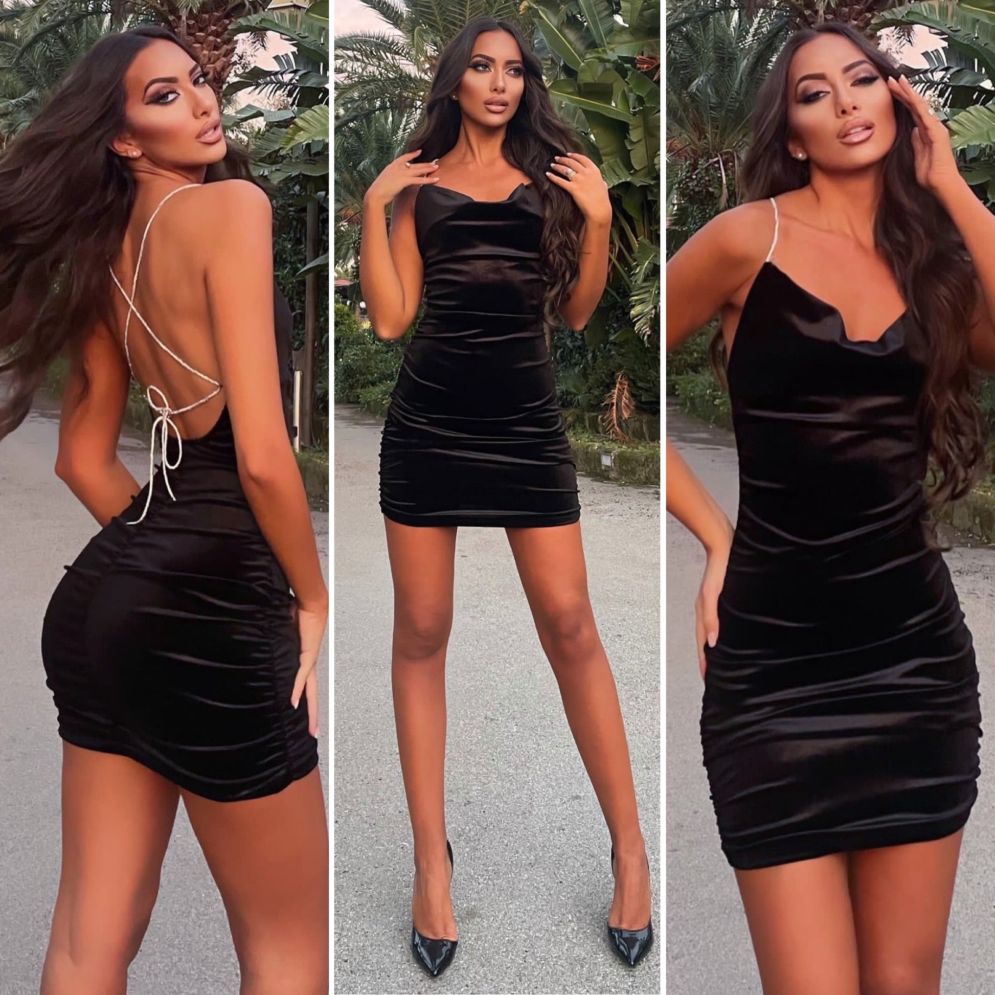Abito in velluto schiena gioiello