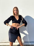 Completo in camoscio nero