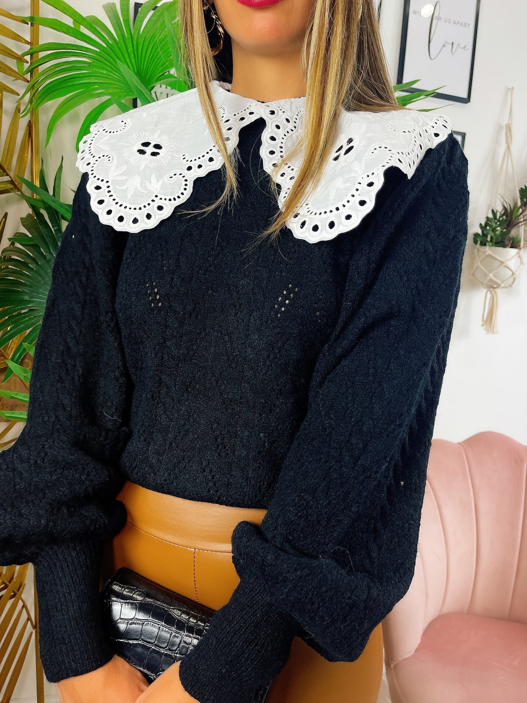 Maglione top quality collo Camicetta nero