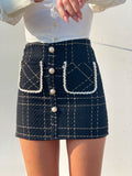 Gonna in tweed bianca e nera