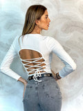 Body manica lunga con incroci sulla schiena