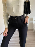 Pantalone aderente nero con cintura