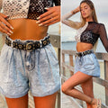 Short in jeans con elastico in vita