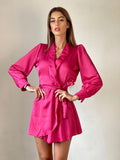 Abito in raso fuxia
