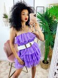 Abito in tulle a balze Venere lilla