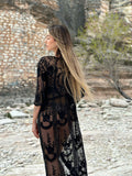 Pareo/kimono lungo in pizzo nero