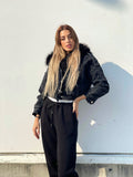 Giubbotto nero con eco-pelo