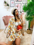 Completo Giacca e Short fiori Arancio