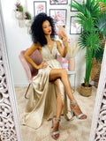 Dress Afrodite con paillettes beige