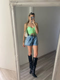 Top menta con lacci
