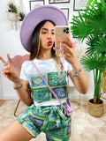 Completo etnico Short e t-shirt base Verde