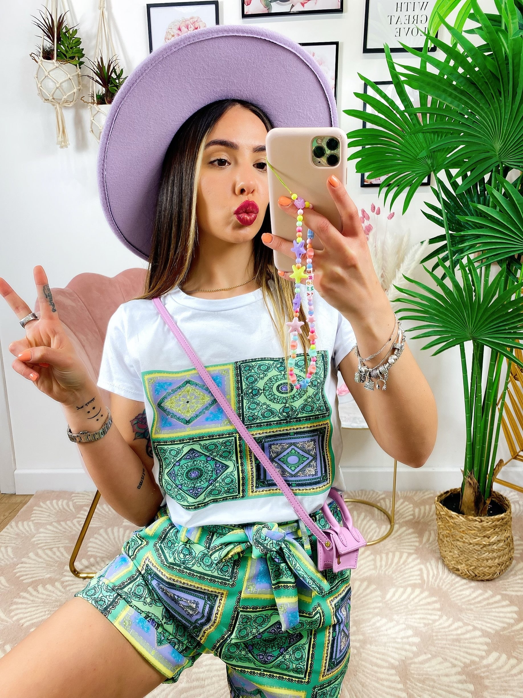 Completo etnico Short e t-shirt base Verde