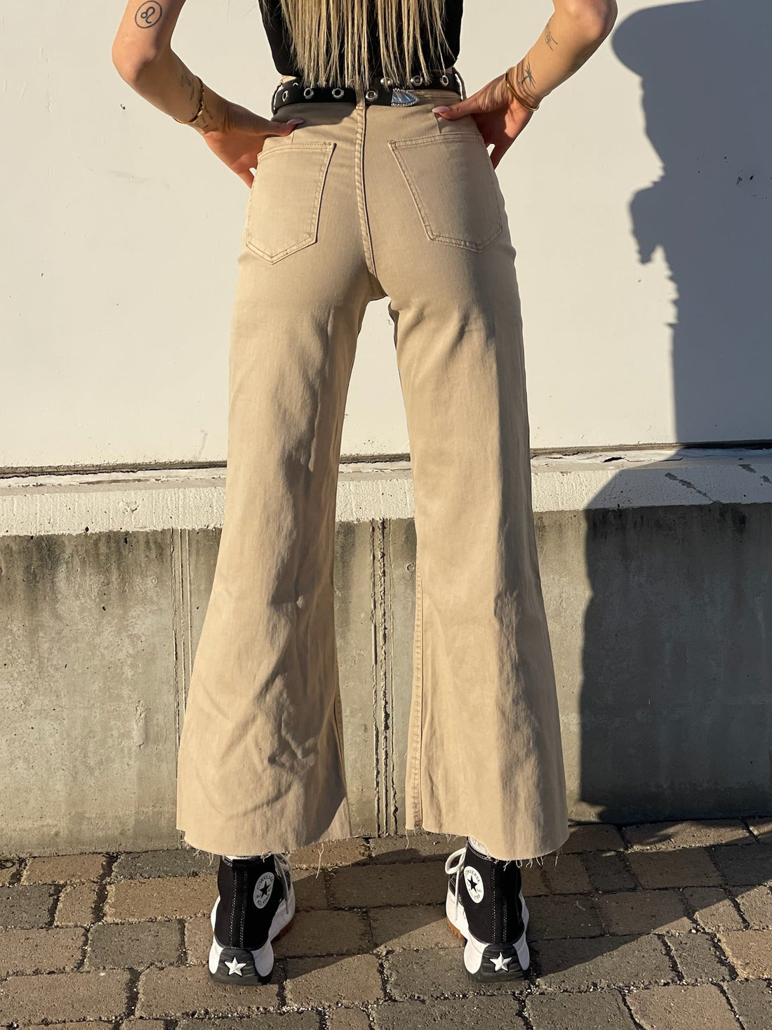 Jeans beige wide leg