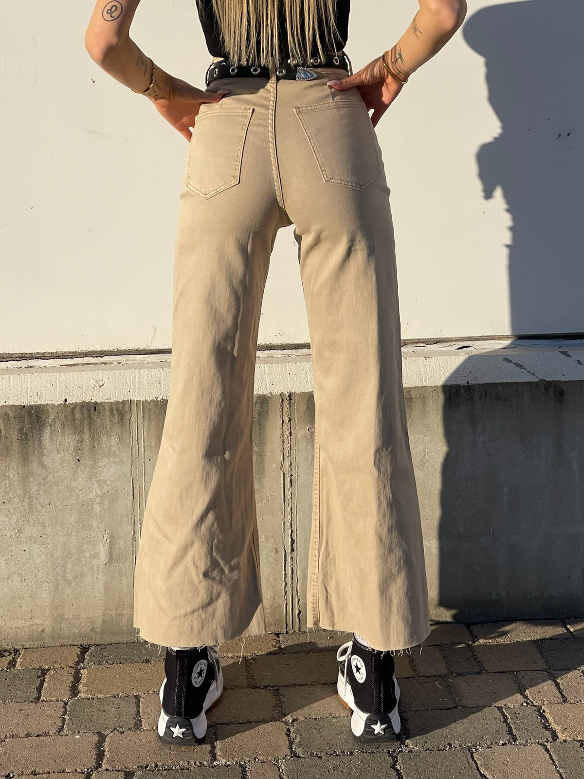 Jeans beige wide leg