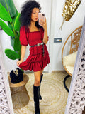 Abito con scollo a barchetta bordeaux