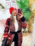 Cardigan con frange Rosso Nero