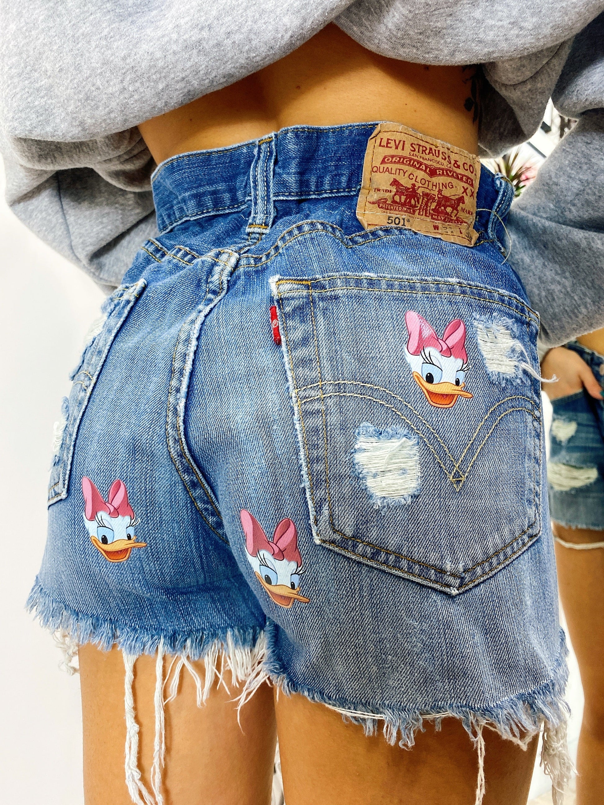Short Levi’s Vintage con stampa topolino sfrangiato chiaro