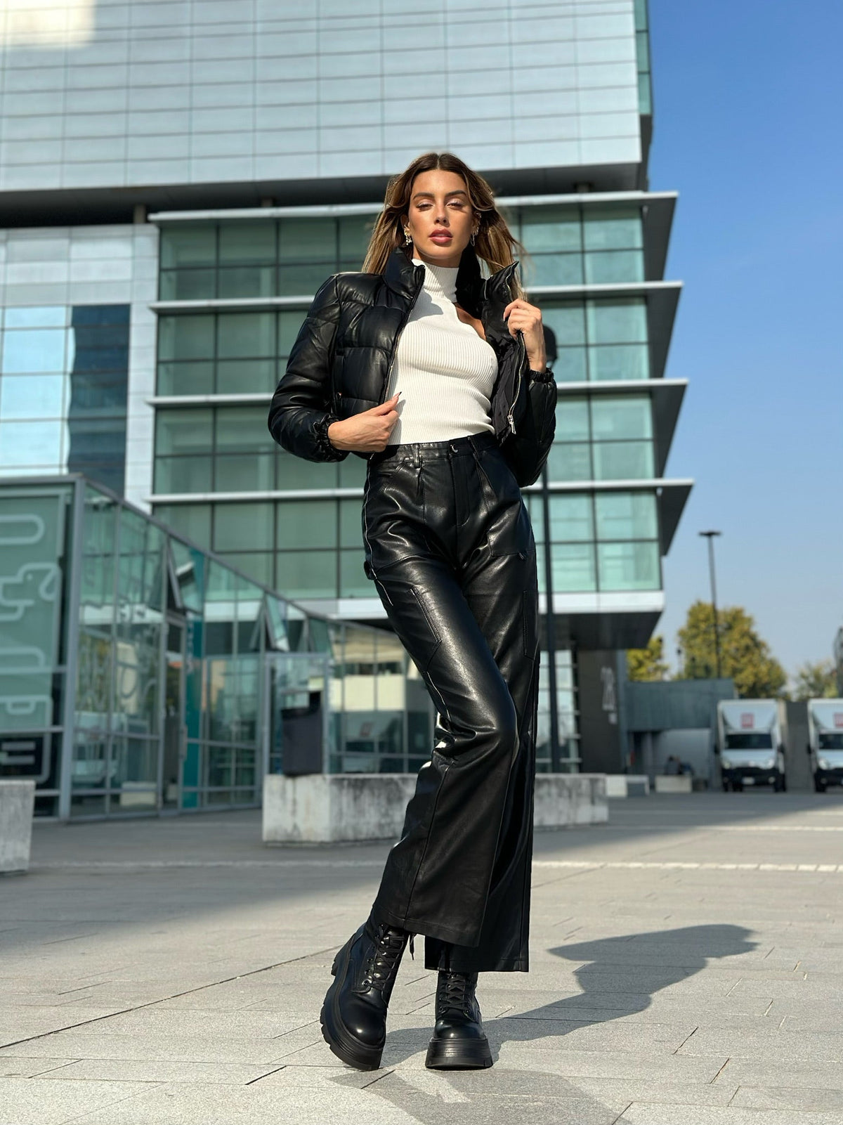 Pantalone in ecopelle nero