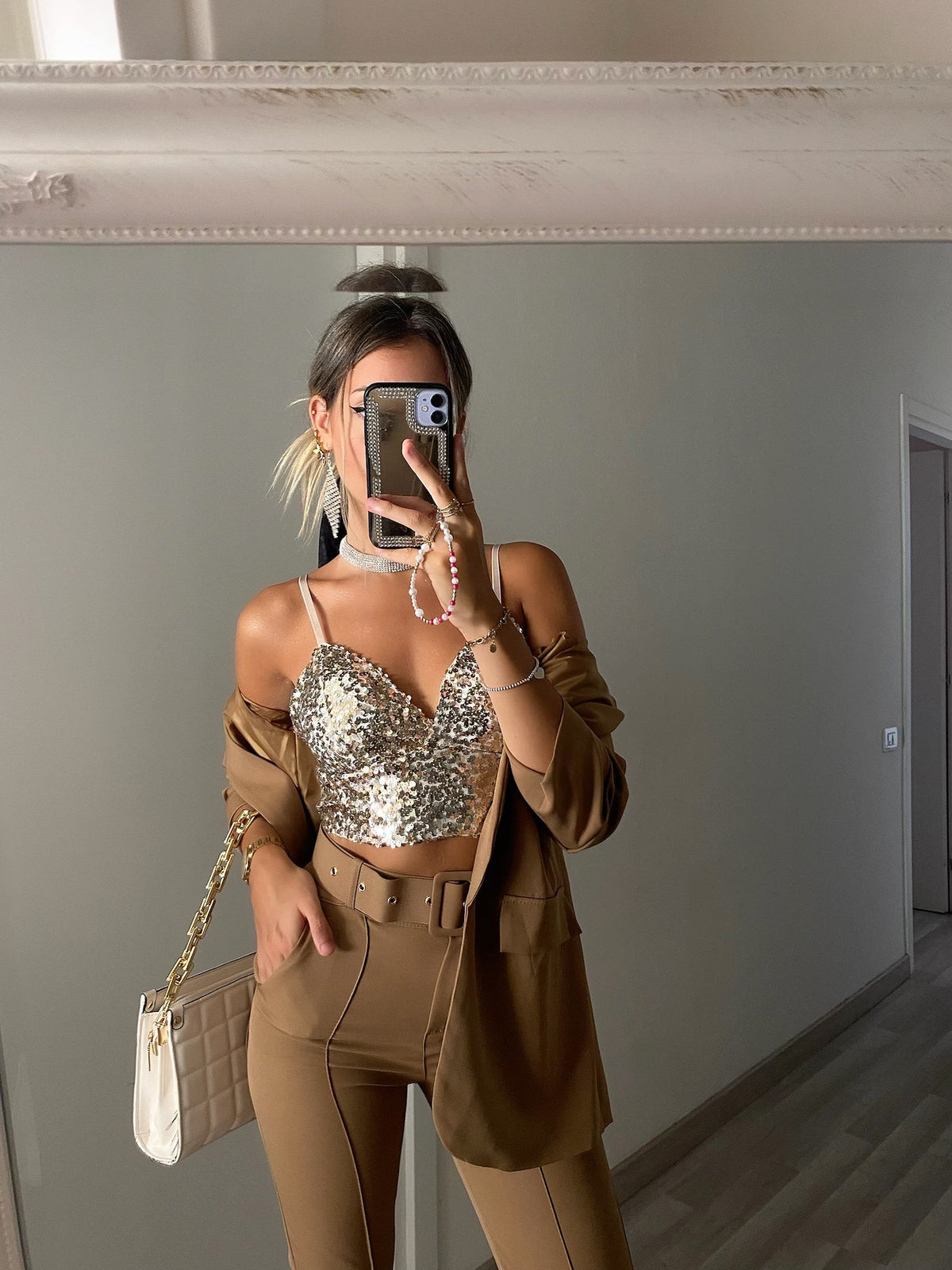 Top con paillettes gold