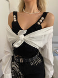 Top più camicia bianco nero