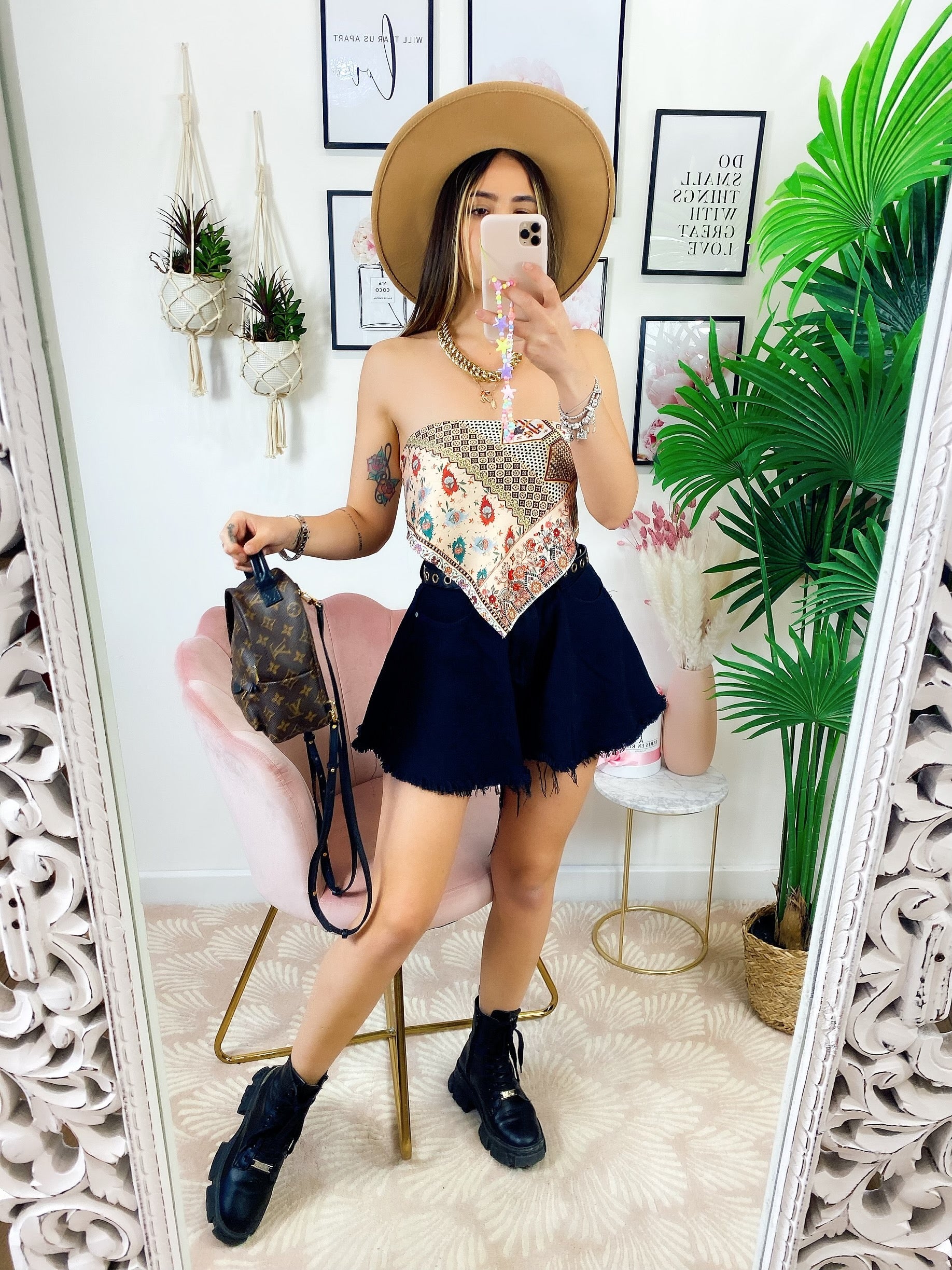 Top stampa bandana A fiori