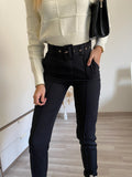 Pantalone aderente nero con cintura