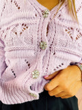 Cardigan a trecce lilla