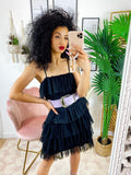 Abito in tulle a balze Venere Nero