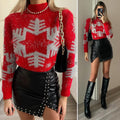 Maglione fiocco di neve rosso e argento