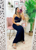 Abito lungo con dettaglio in strass Nero